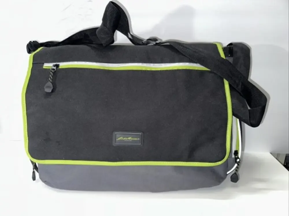 Eddie Bauer‎ Bryant Messenger Diaper Bag Green Grey and Black